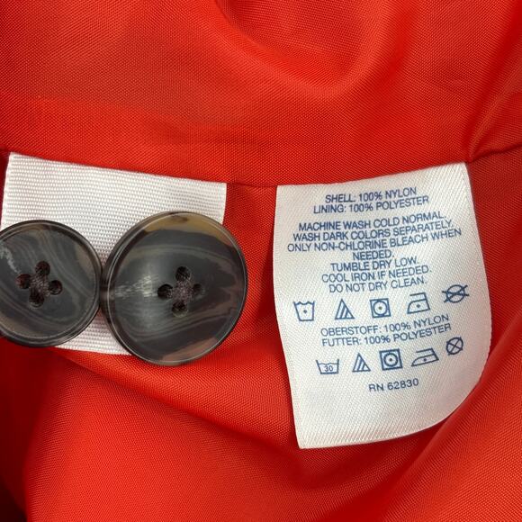 Lands' End Jacket Size M Orange Hooded Nylon Water Resistant Lined Windbreaker - Picture 13 of 13